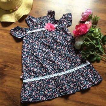 Váy thô tay trễ hoa ngực size 3-7